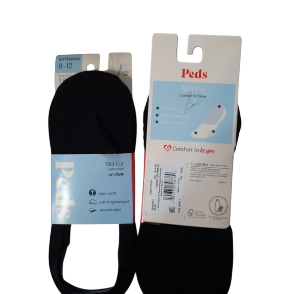 New Peds Black No Show Socks Womens 8-12 Mid Cut - Picture 6 of 12